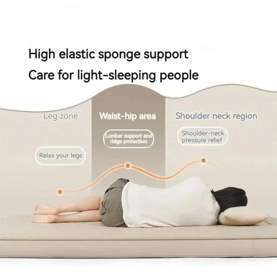 Naturehike Yugu C12 Comfort Automatic Inflatable Cushion With Inner Inflatable Pump - Beige Single (200*76*12)